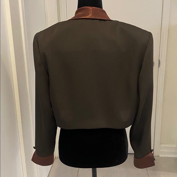 Joseph Ribkoff Tuxedo Style Brown Women's Jacket with Satin shawl collar Size 14 - Picture 8 of 17